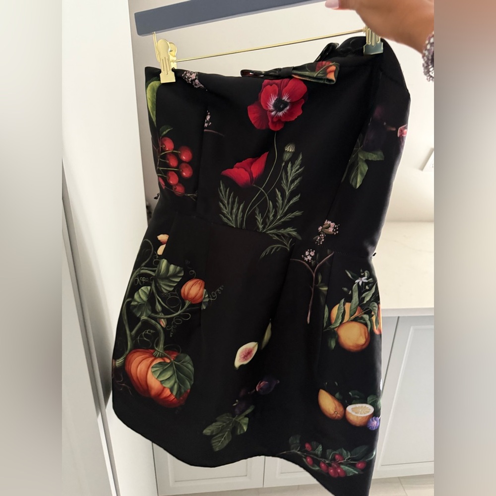 Oscar de la Renta Black Floral Mini Dress - Picture 4 of 4